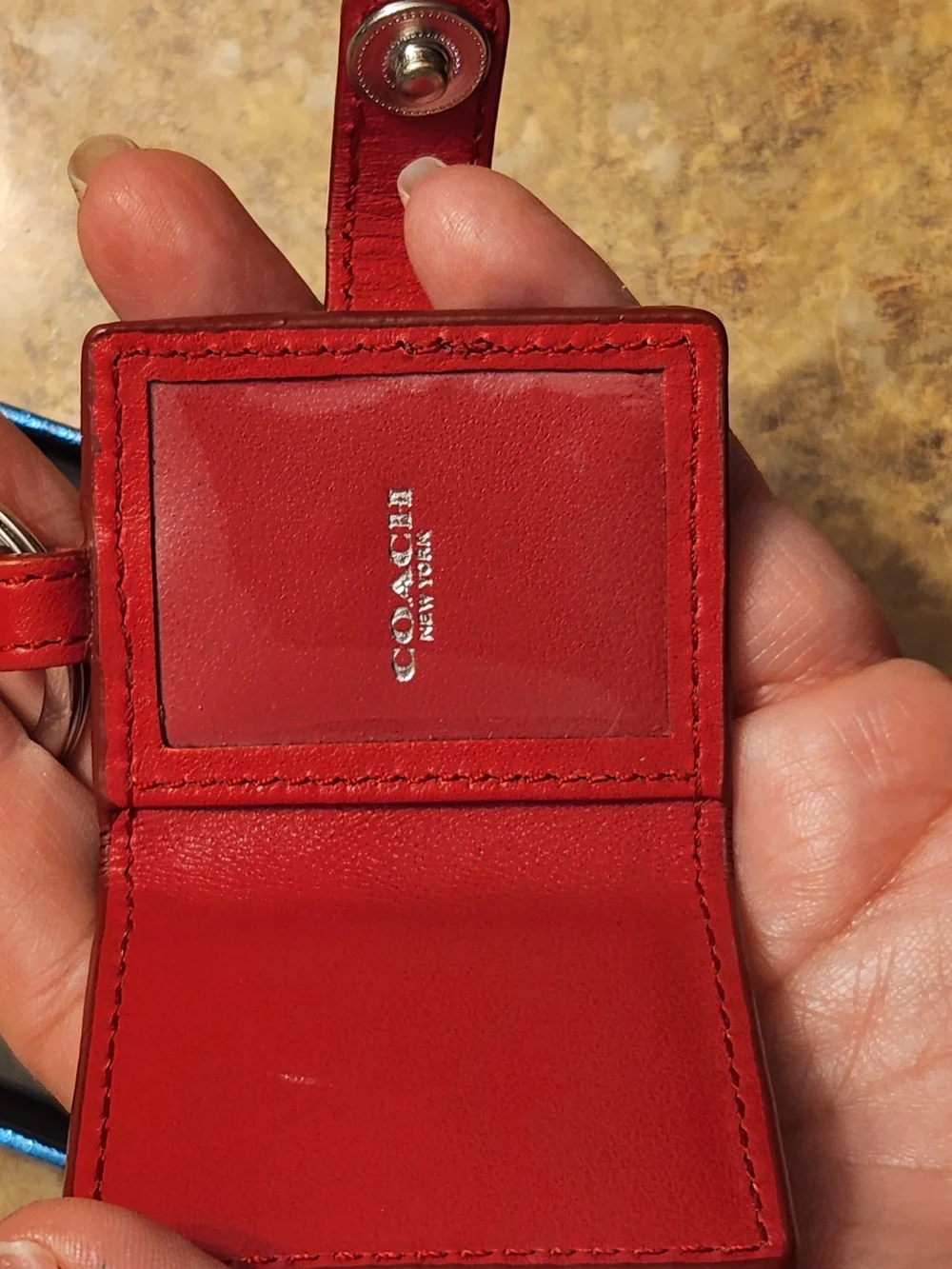 Coach Red Leather Keychain